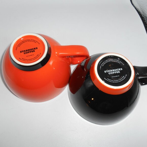 STARBUCKS 2007 HALLOWEEN MUG SET JACK O’ LANTERN BLACK ORANGE PUMPKIN 10 OZ CUP - Picture 7 of 12